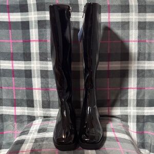 AEROSOLES Shiny Black Over the Knee Boots